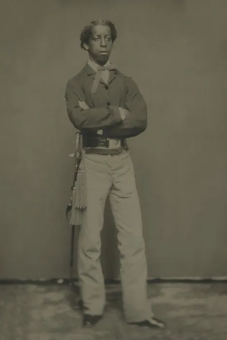 Framed Print : African American Civil War soldier in Union cavalry uniform with a sword, 1863-65 (BSLOC_2018_5_124)