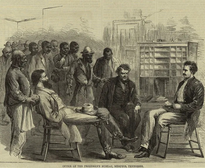 Framed Print : African American clients wait in line at the Office of the Freedmen's Bureau, Memphis, Tennessee, 1866 Framed Print : African American clients wait in line at the Office of the Freedmen's Bureau, Memphis, Tennessee, 1866