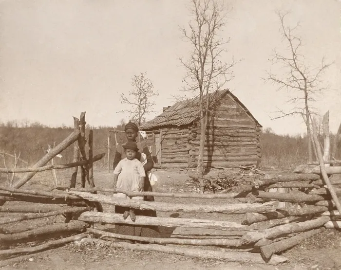 Framed Print : African American-Creek woman and child at their Southern homestead, ca. 1910-1930. (BSLOC_2015_16_129) Framed Print : African American-Creek woman and child at their Southern homestead, ca. 1910-1930. (BSLOC_2015_16_129)