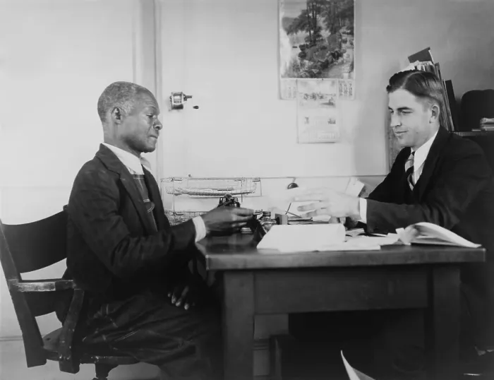 Framed Print : An African American farmer repays his Farm Security Administration (FSA) loan
