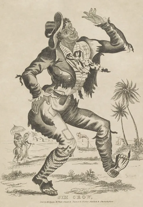 Framed Print : African American identified as Jim Crow, the dancing character of Thomas D. Rice. He wears tattered clothes, is doing a dancing walk