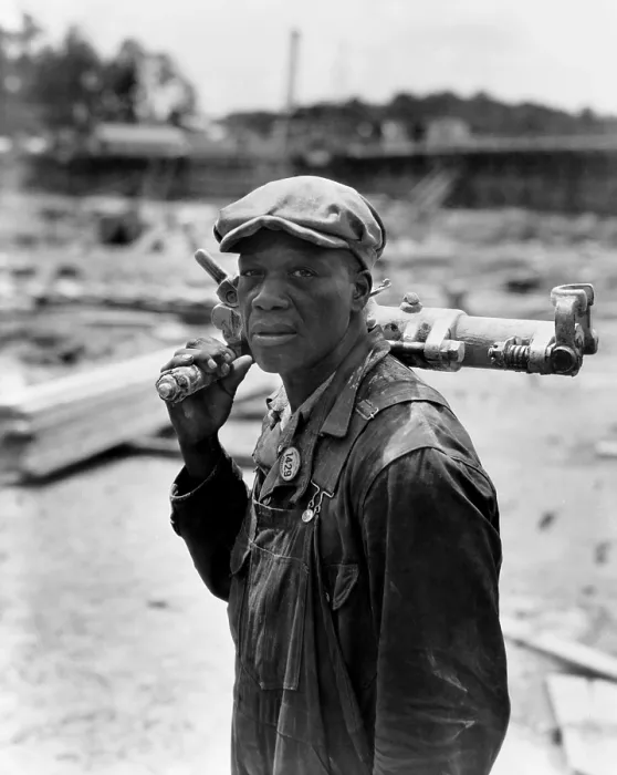 Framed Print : African American laborer at Wheeler Dam, Alabama, 1930s. (BSLOC_2013_7_63) Framed Print : African American laborer at Wheeler Dam, Alabama, 1930s. (BSLOC_2013_7_63)