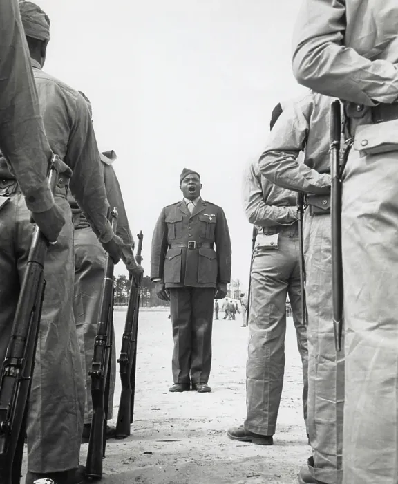 Framed Print : African American Marine boot recruits listen to their drill instructor, Sgt. Gilbert H. Johnson Framed Print : African American Marine boot recruits listen to their drill instructor, Sgt. Gilbert H. Johnson