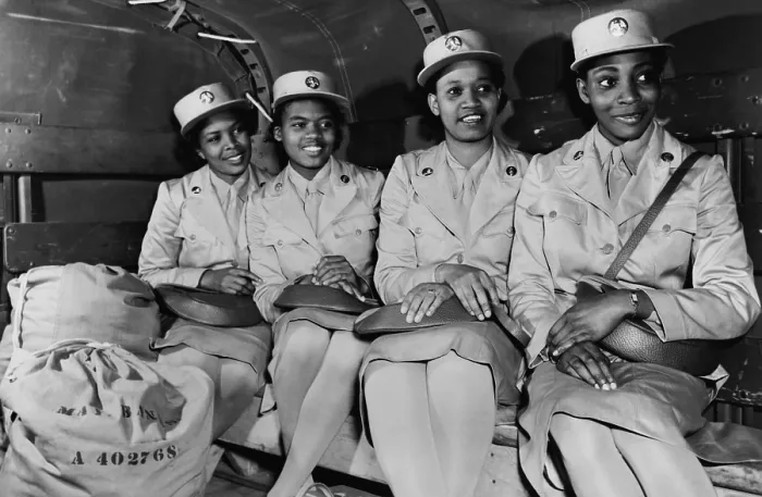 Framed Print : African American members of the Women's Army Auxiliary Corps. They are at the WAAC Training Center, Fort Des Moines, Iowa. Ca. 1943-45. World War 2. (BSLOC_2013_14_112) Framed Print : African American members of the Women's Army Auxiliary Corps. They are at the WAAC Training Center, Fort Des Moines, Iowa. Ca. 1943-45. World War 2. (BSLOC_2013_14_112)