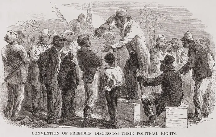 Framed Print : African American men discuss their political rights during the years of Congressional Reconstruction