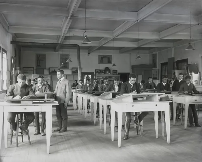 Framed Print : African American men in Mechanical drawing class at Tuskegee Institute, c. 1902. Tuskegee trained students in practical professions of architecture and building trades Framed Print : African American men in Mechanical drawing class at Tuskegee Institute, c. 1902. Tuskegee trained students in practical professions of architecture and building trades