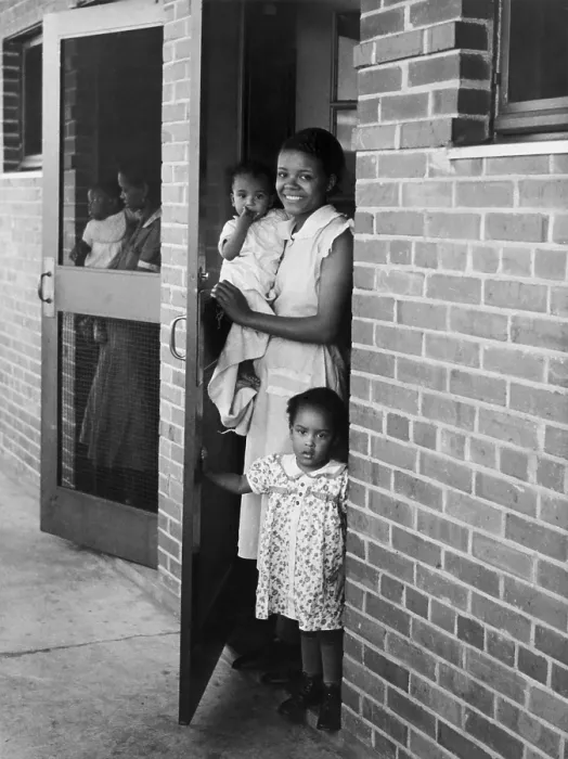 Framed Print : African American mothers and children at new building, March 1939
