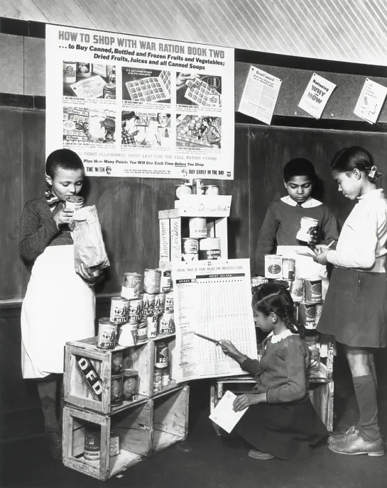 Framed Print : African American school children learn how to shop with point stamps that rationed certain foods. Fairfax County, Virginia, during World War 2, ca. 1942-45. (BSLOC_2013_14_159)