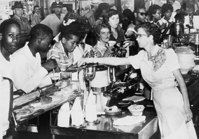 Framed Print : African American being served at Kress Store restaurant after a successful two-day sit-in broke racial discrimination in Oklahoma City. August 22, 1958