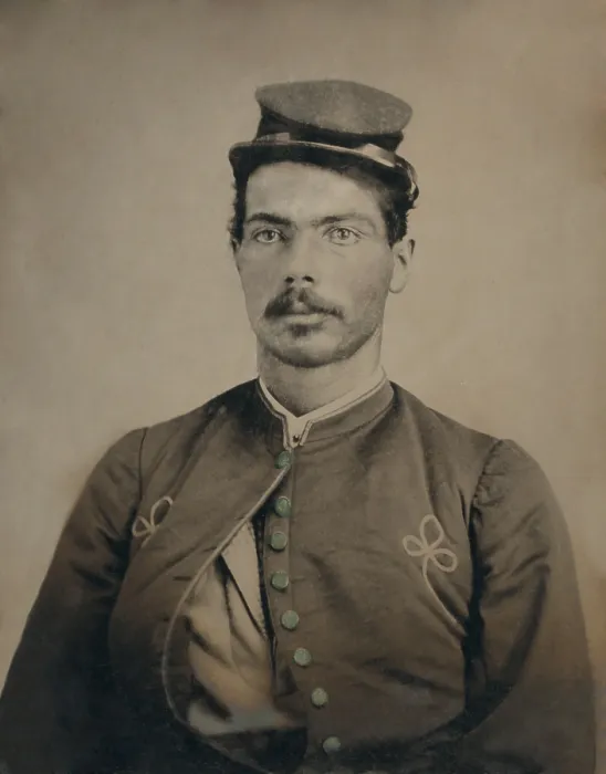 Framed Print : African American soldier in Civil War Union Zouave uniform, during the US Civil War, c. 1863-65 (BSLOC_2018_6_196) Framed Print : African American soldier in Civil War Union Zouave uniform, during the US Civil War, c. 1863-65 (BSLOC_2018_6_196)