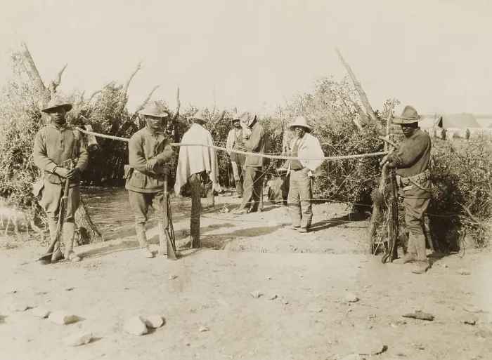 Framed Print : African American soldiers of 24th infantry guarding prisoners during the Mexican Punitive Expedition Framed Print : African American soldiers of 24th infantry guarding prisoners during the Mexican Punitive Expedition