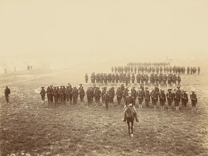 Framed Print : African American soldiers in formation at Camp Meade, Pennsylvania, May 1899