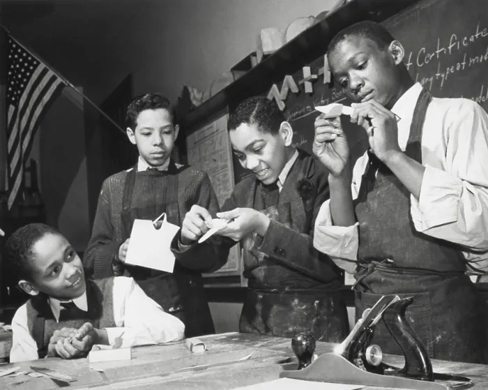Framed Print : African American students making model airplanes for U.S. Navy during World War 2
