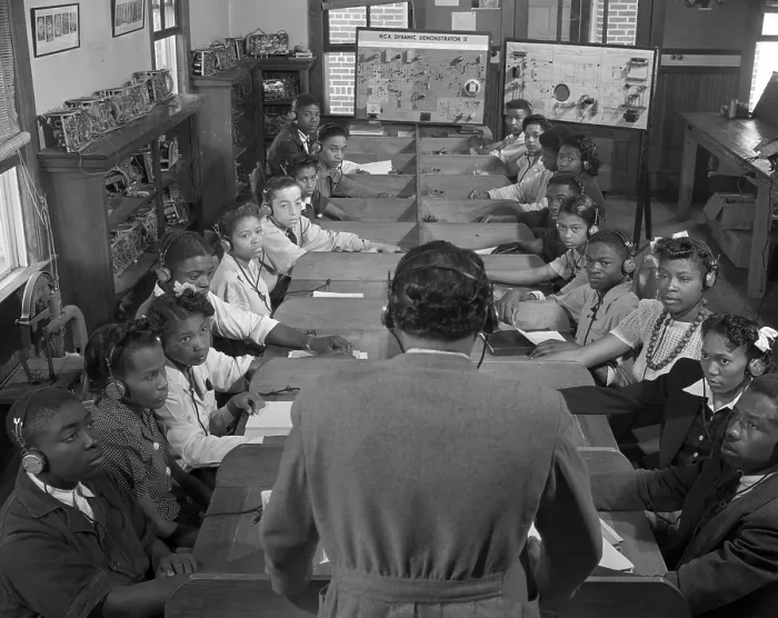 Framed Print : African American students in a radio technicians class at Bethune-Cookman College. Feb. 1943 photo by Gordon Parks