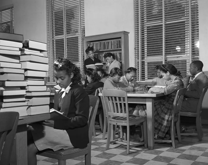 Framed Print : African American students reading in the library of Bethune-Cookman College. Feb. 1943 photo by Gordon Parks