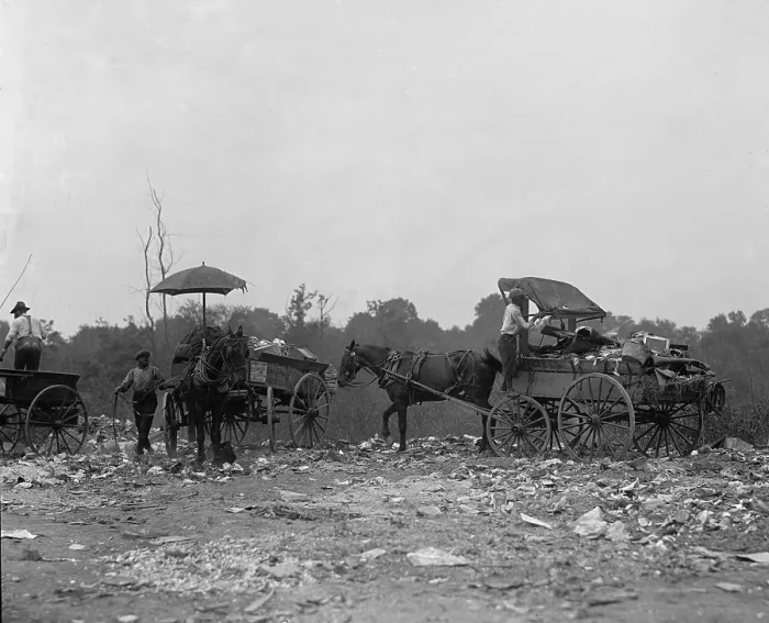 Framed Print : African American teamsters use their wagons to haul and retrieve useful items from a dump near Washington, D.C. in 1923
