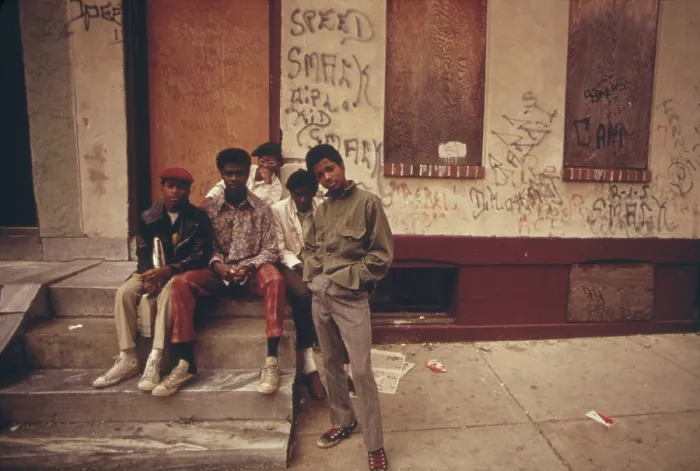 Framed Print : African American teenage street gang members in North Philadelphia. Ca. 1975 Framed Print : African American teenage street gang members in North Philadelphia. Ca. 1975