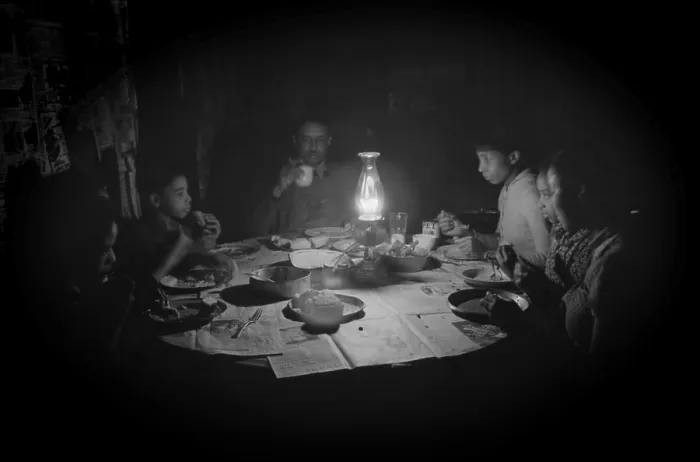 Framed Print : African American tenant farming family dining by kerosene lantern light, Depew, Oklahoma, Feb. 1940. Newspapers serve as the table cloth. Photo by Russell Lee. (BSLOC_2013_8_127) Framed Print : African American tenant farming family dining by kerosene lantern light, Depew, Oklahoma, Feb. 1940. Newspapers serve as the table cloth. Photo by Russell Lee. (BSLOC_2013_8_127)