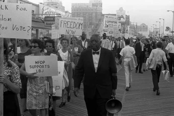 Framed Print : African American and white Mississippi Freedom Democratic Party demonstrators