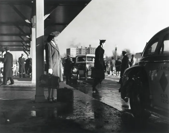 Framed Print : African American woman arriving in Washington, D.C. She has a new job as a clerk in the War Department. Ca. 1941-43. (BSLOC_2014_13_123) Framed Print : African American woman arriving in Washington, D.C. She has a new job as a clerk in the War Department. Ca. 1941-43. (BSLOC_2014_13_123)
