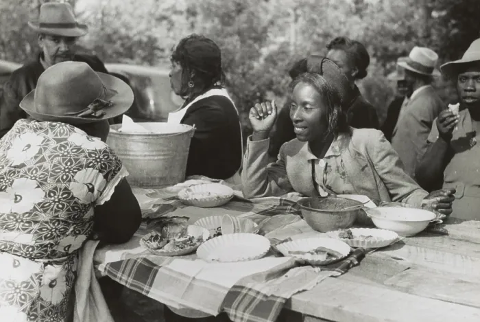 Framed Print : African American women at an outdoor picnic near Yanceyville, NC. Oct. 1940. The picnic was for a meeting of ministers and deacons of the African American church