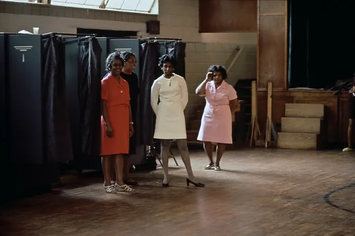 Framed Print : African American women poll workers on an election day in Birmingham Alabama. Ca. 1975