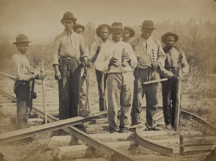 Framed Print : African American work team on a northern Virginia railroad in 1862 or 1863. During the U.S
