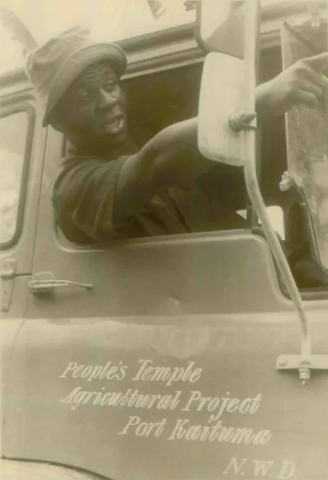 Framed Print : African American worker in a truck at the People's Temple Agricultural Project. Jonestown, Guyana. Nov. 1978 Framed Print : African American worker in a truck at the People's Temple Agricultural Project. Jonestown, Guyana. Nov. 1978