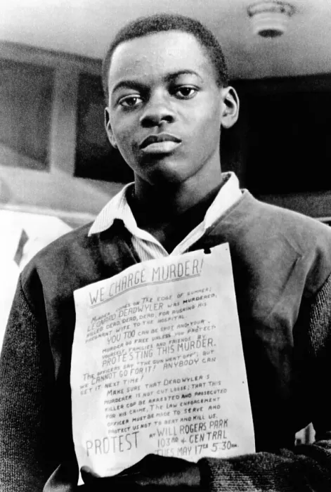 Framed Print : African American youth protests the police killing of Leonard Deadwyler Framed Print : African American youth protests the police killing of Leonard Deadwyler