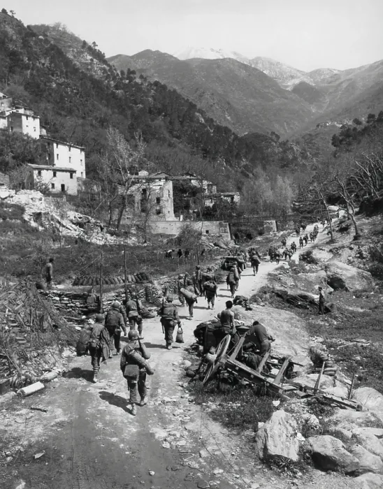 Framed Print : African Americans of the 92nd Infantry Division pursue retreating Germans through the Po Valley, May 1945. In the spring of 1944, the U.S