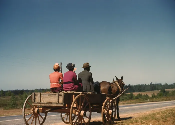Framed Print : African Americans dressed up and going to town on Saturday afternoon, May 1941. They travel in a mule drawn wagon in Greene County, Georgia. (BSLOC_2013_8_141)
