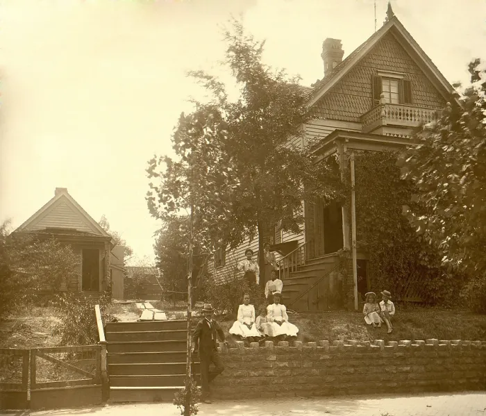 Framed Print : African Americans posed in front of their middle class home in Georgia, ca. 1899. Some urban blacks were able to prosper in spite of U.S. racial discrimination from 1890-1940