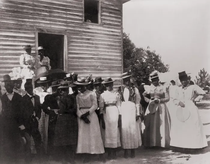 Framed Print : African Americans posed outside of church in Georgia, c. 1899-1900. The photo was collected for W.E.B