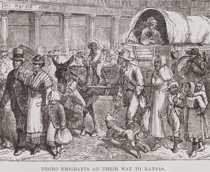 Framed Print : African Americans traveling from North Carolina to Kansas