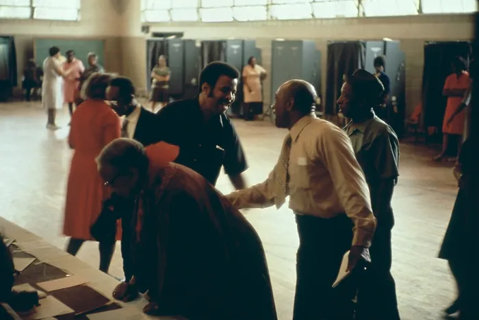 Framed Print : African Americans voting at the polls in Birmingham Alabama in the 1970s. Ten years before the city was a violent battleground of the Civil Rights movement. Ca. 1975