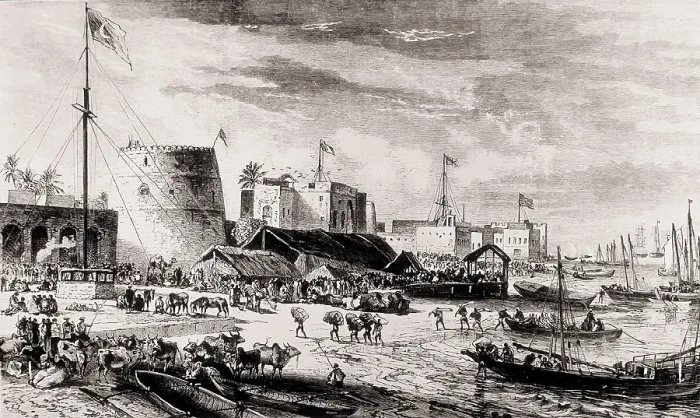 Framed Print : The African city of Zanzibar. Image published in 'L'Illustration' with the tale of Stanley's trip through Africa searching Livingstone (1869). Etching. FRANCE Framed Print : The African city of Zanzibar. Image published in 'L'Illustration' with the tale of Stanley's trip through Africa searching Livingstone (1869). Etching. FRANCE