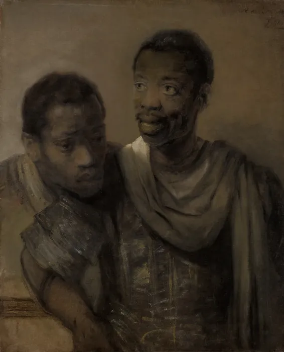 Framed Print : Two African Men, by Rembrandt Van Rijn, 1661, Netherlands, Amsterdam, Dutch, painting, oil on canvas
