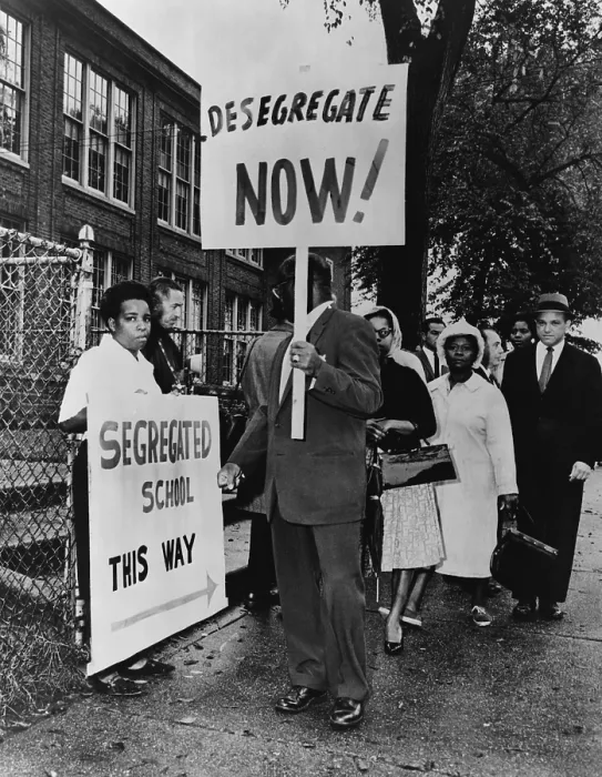 Framed Print : Africans American protest school segregation. Pickets outside Lincoln School in Englewood, N.J. were protesting the northern city's failure to end racial segregation. 1962