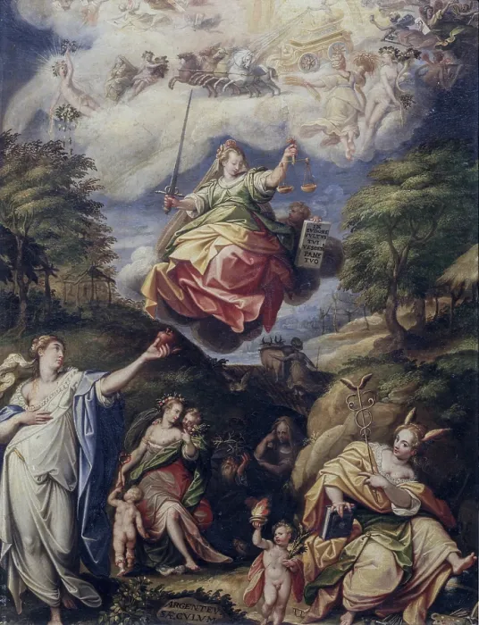 Framed Print : Age of Silver (L'Et dell'argento), by Jacopo Zucchi, 1587, 16th Century, oil on board, 50 x 39 cm - Italy, Tuscany, Florence, Uffizi Gallery. Whole artwork view