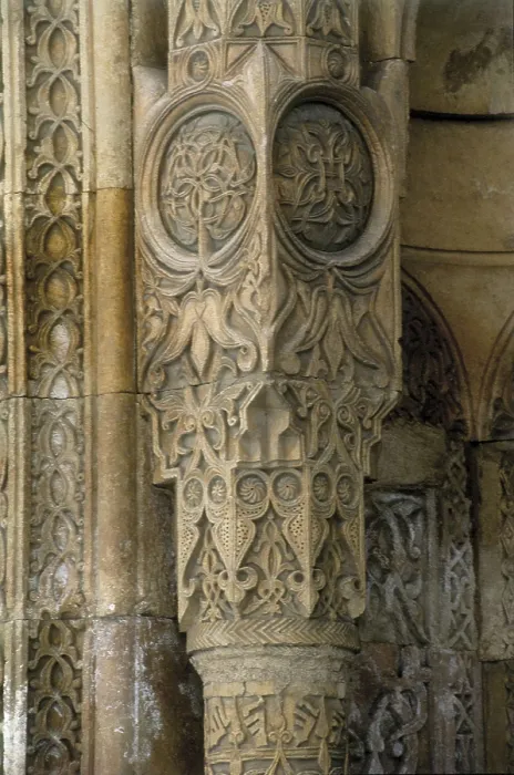 Framed Print : AHLAT, Hrremsah of (13th c.). Divrigi Great Mosque and Hospital. 1228-1229. TURKEY. Divrigi. Great Mosque. Column of the mosque portico on the western faade. Islamic art