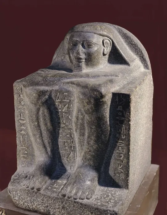 Framed Print : Ahotep Block Statue. 1550 -1525 BC. Egyptian art. Middle Kingdom. Sculpture on rock. EGYPT. Cairo. Egyptian Museum. Proc: EGYPT. Saqqara. AISA / Everett Collection**US SALES ONLY**