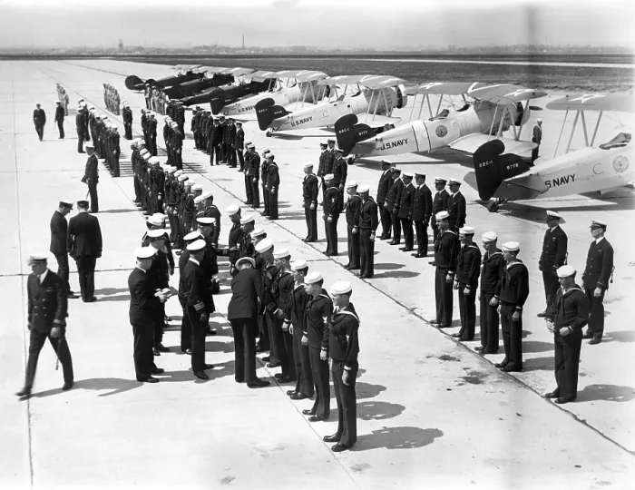 Framed Print : Air Sailors being inspected at Floyd Bennett Field, New York, May 3, 1932. Courtesy: CSU Archives / Everett Collection