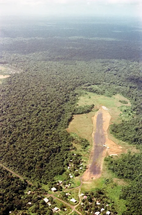 Framed Print : Airstrip at Port Kaituma, Guyana. This was the site of the murder of Congressman Leo Ryan by followers of People's Temple cult leader Jim Jones. Nov. 18, 1978 Framed Print : Airstrip at Port Kaituma, Guyana. This was the site of the murder of Congressman Leo Ryan by followers of People's Temple cult leader Jim Jones. Nov. 18, 1978