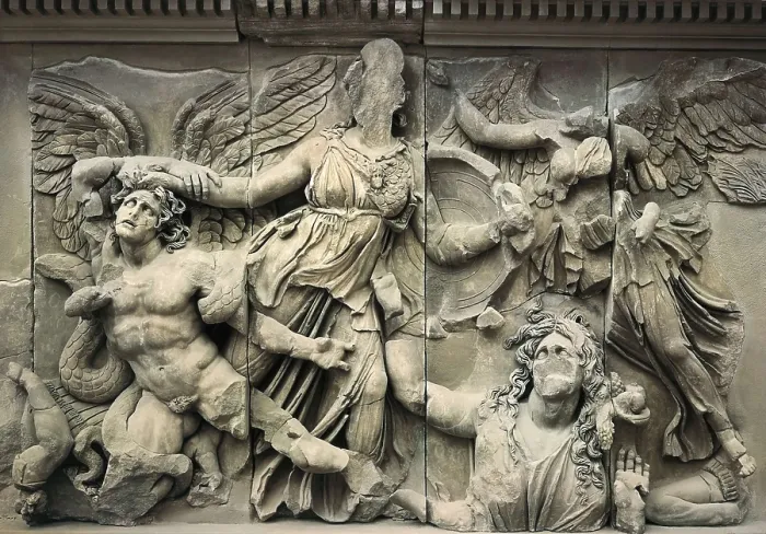 Framed Print : AISA / Everett Collection Great Altar of Zeus and Athena. ca. 180 -160 BC. Podium frieze with Gigantomachy scene