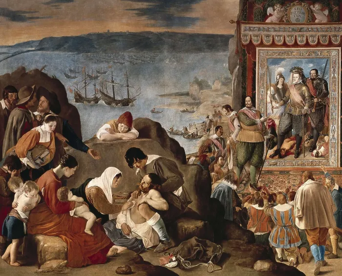Framed Print : AISA / Everett Collection MAINO, Juan Bautista (1578-1649). The Recovery of Bahia in Brazil. 1634. Port under Dutch power till the conquest of Fadrique de Toledo