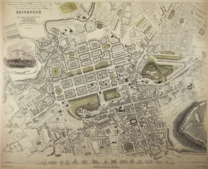 Framed Print : AISA / Everett Collection Map of Edimburg (1834). Original drawing by W.B. Clarke and engraving by E