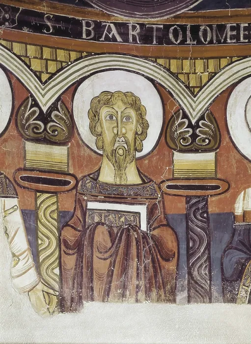 Framed Print : AISA / Everett Collection SANT CLIMENT DE TALL, Master of (12th century). Church of Sant Climent in Tall. Paintings in the central apse. c. 1123. Detail of St. Bartholomew