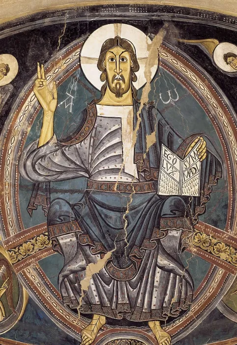 Framed Print : AISA / Everett Collection SANT CLIMENT DE TALL, Master of (12th century). Church of Sant Climent in Tall. Paintings in the central apse. c. 1123. Detail