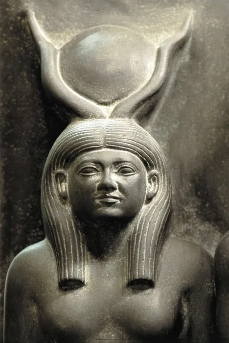 Framed Print : AISA / Everett Collection Triad of Menkaure (Mycerinus) with the goddess Hathor and the goddess of the Aphroditopolis nome. 2490 BC. Left detail depicting goddess Hathor