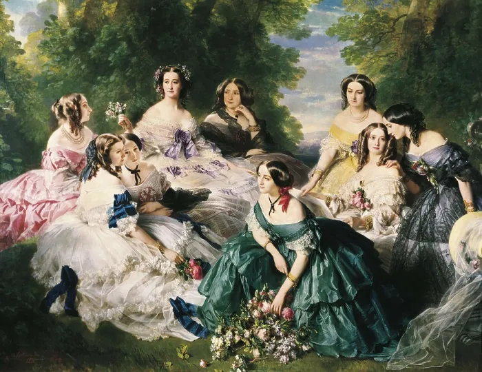 Framed Print : AISA / Everett Collection WINTERHALTER, Franz Xavier (1805-1873). Portrait of the Empress Eugenie surrounded by her Ladies in Waiting. 1855